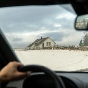 Driving by a rural house